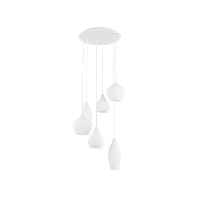 Suspension Soft 6 lumières blanche, verre