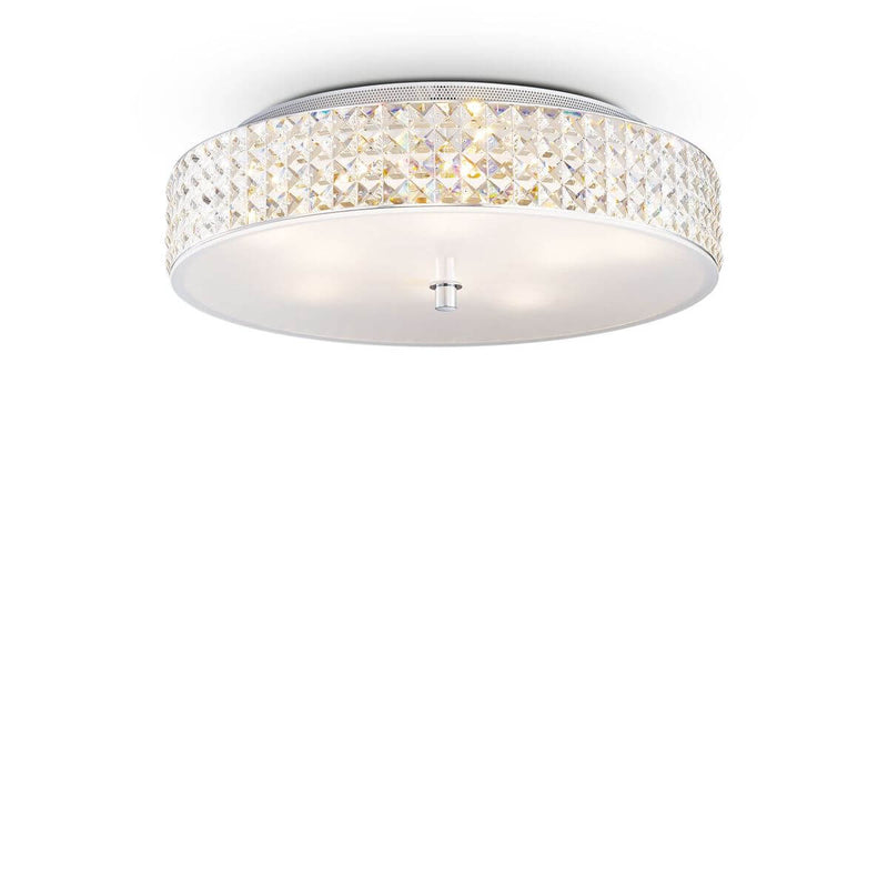 Plafonnier Roma 9 lumières chromé, cristal
