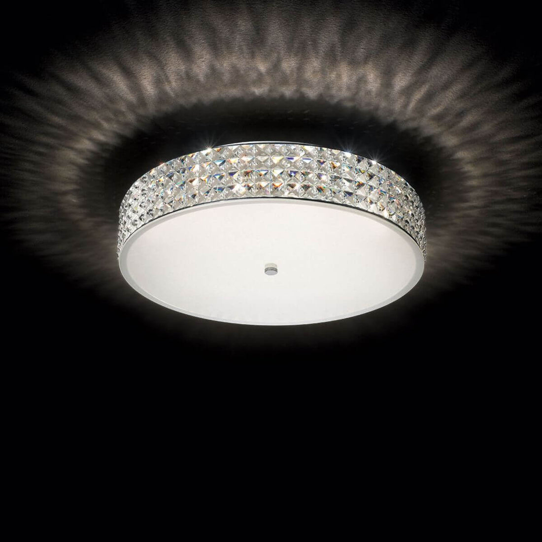 Plafonnier Roma 9 lumières chromé, cristal