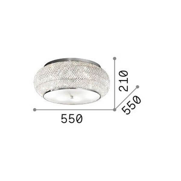 Plafonnier Pasha 10 lumières doré, cristal