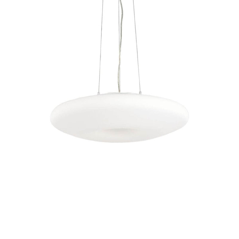 Suspension Glory 3 lumières blanche, verre, Ø 40 cm