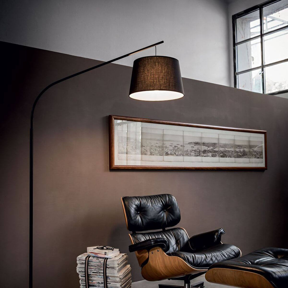 Lampadaire Daddy noir, tissu