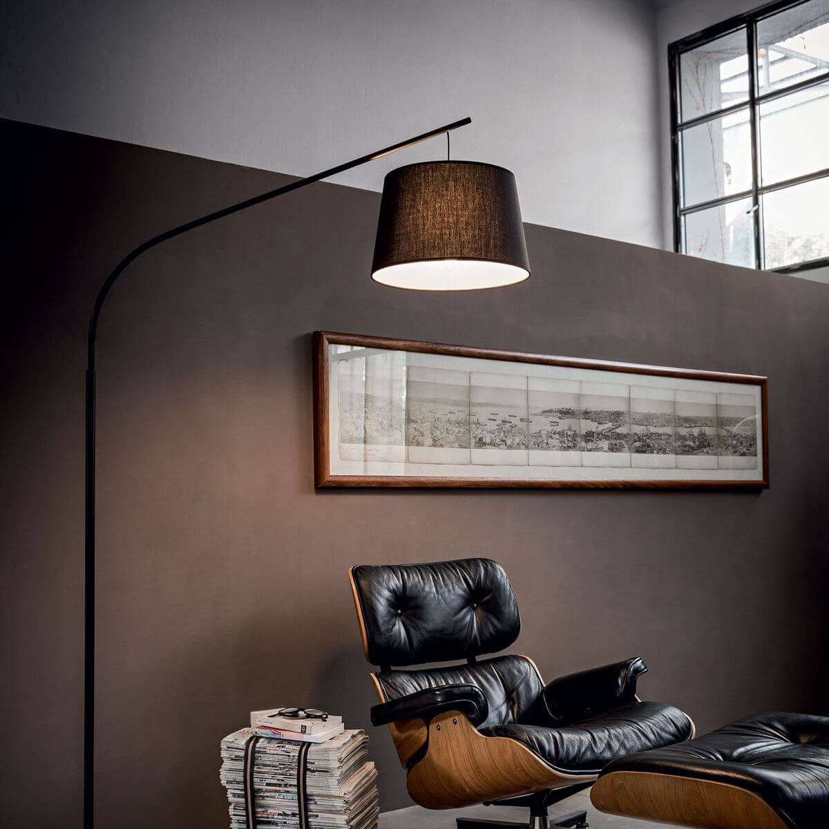Lampadaire Daddy noir, tissu