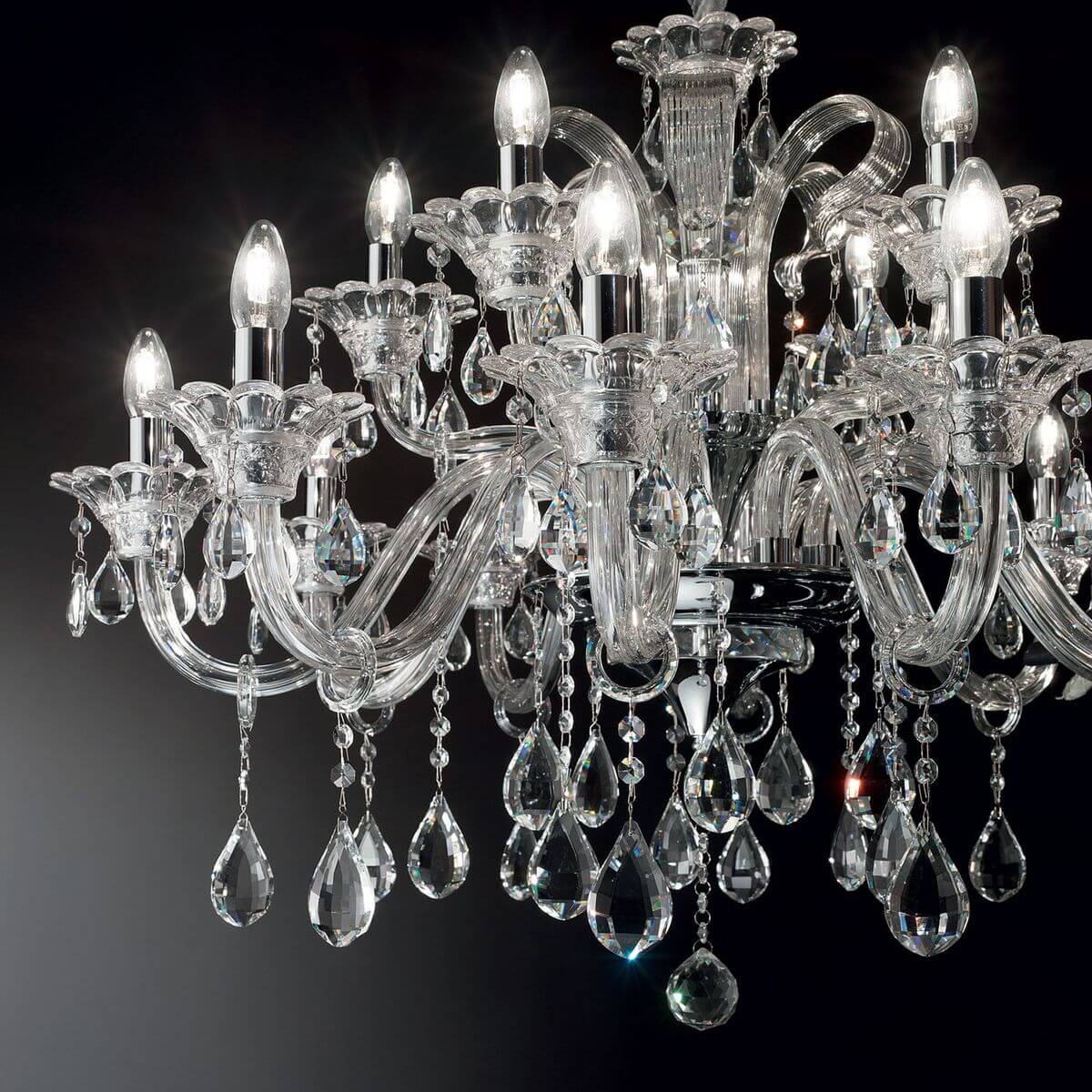 Suspension Colossal 15 lumières transparente, cristal