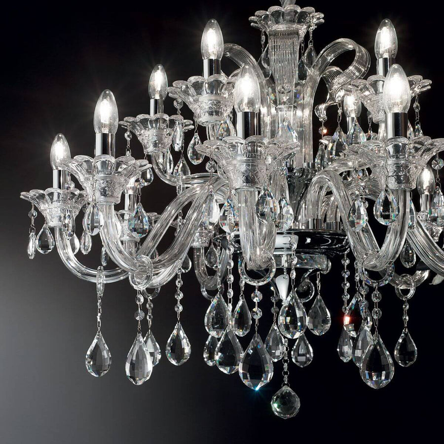 Suspension Colossal 15 lumières transparente, cristal