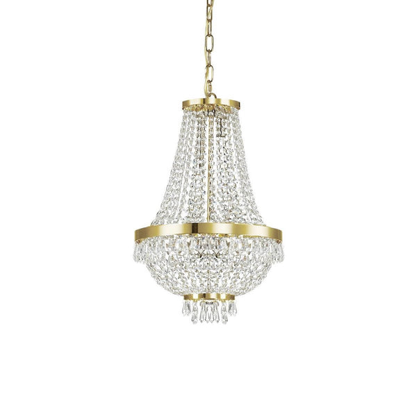 Suspension Caesar 6 lumières dorée, cristal