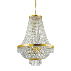 Suspension Caesar 12 lumières dorée, cristal