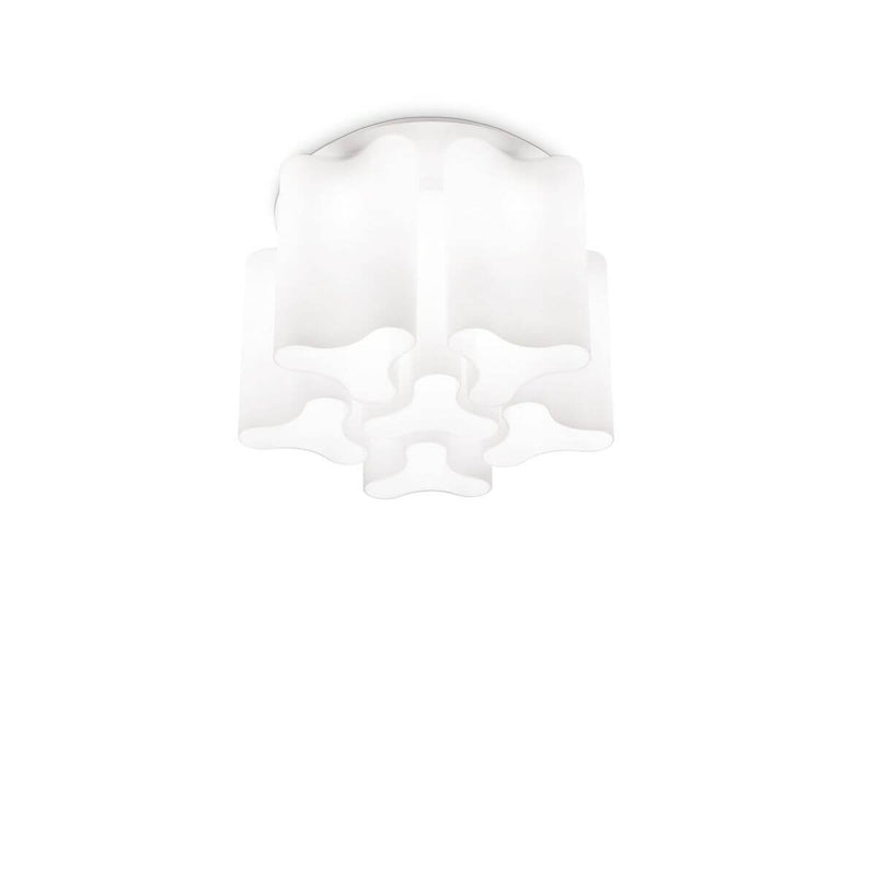 Plafonnier Compo 6 lumières blanc, verre