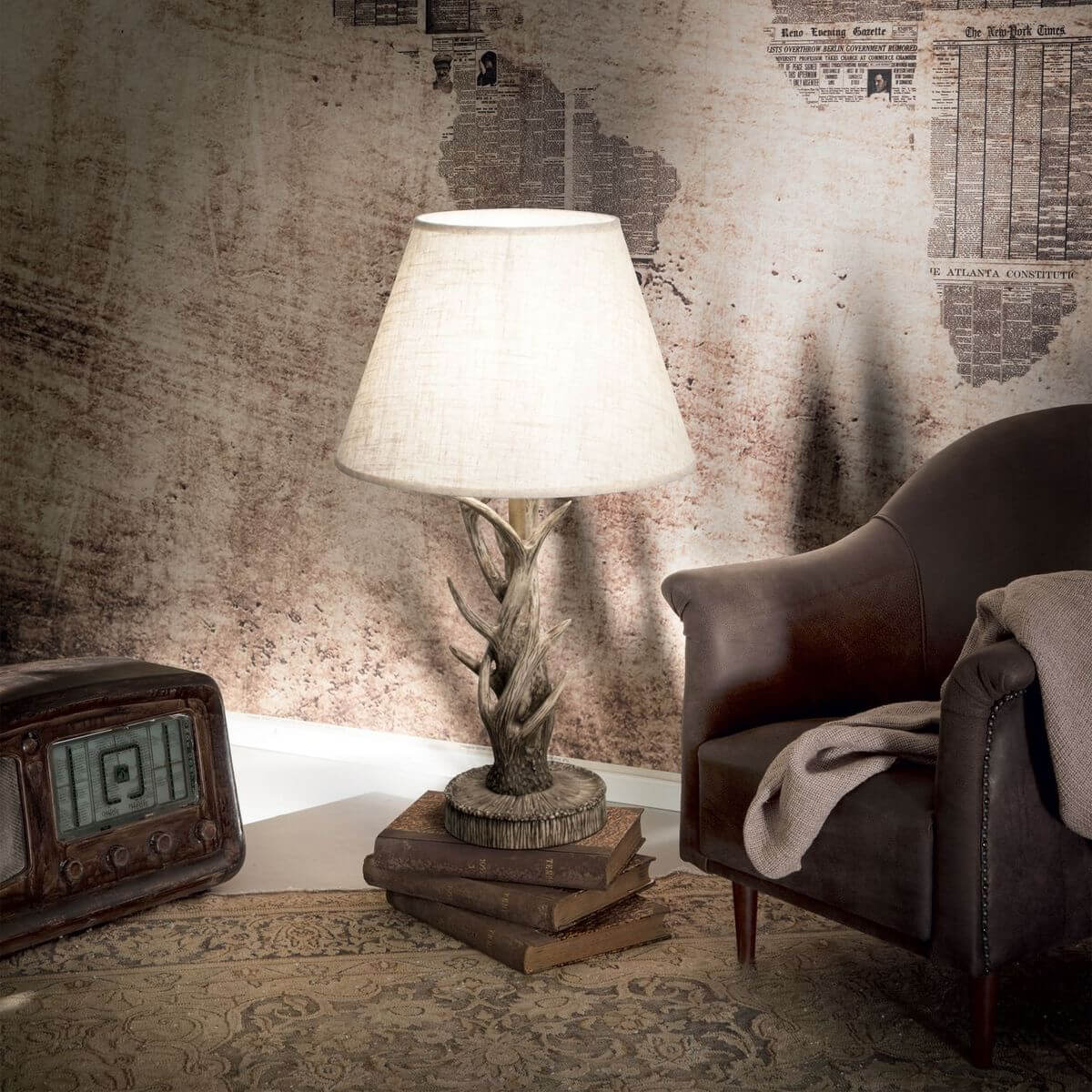 Lampe à poser Chalet beige, tissu