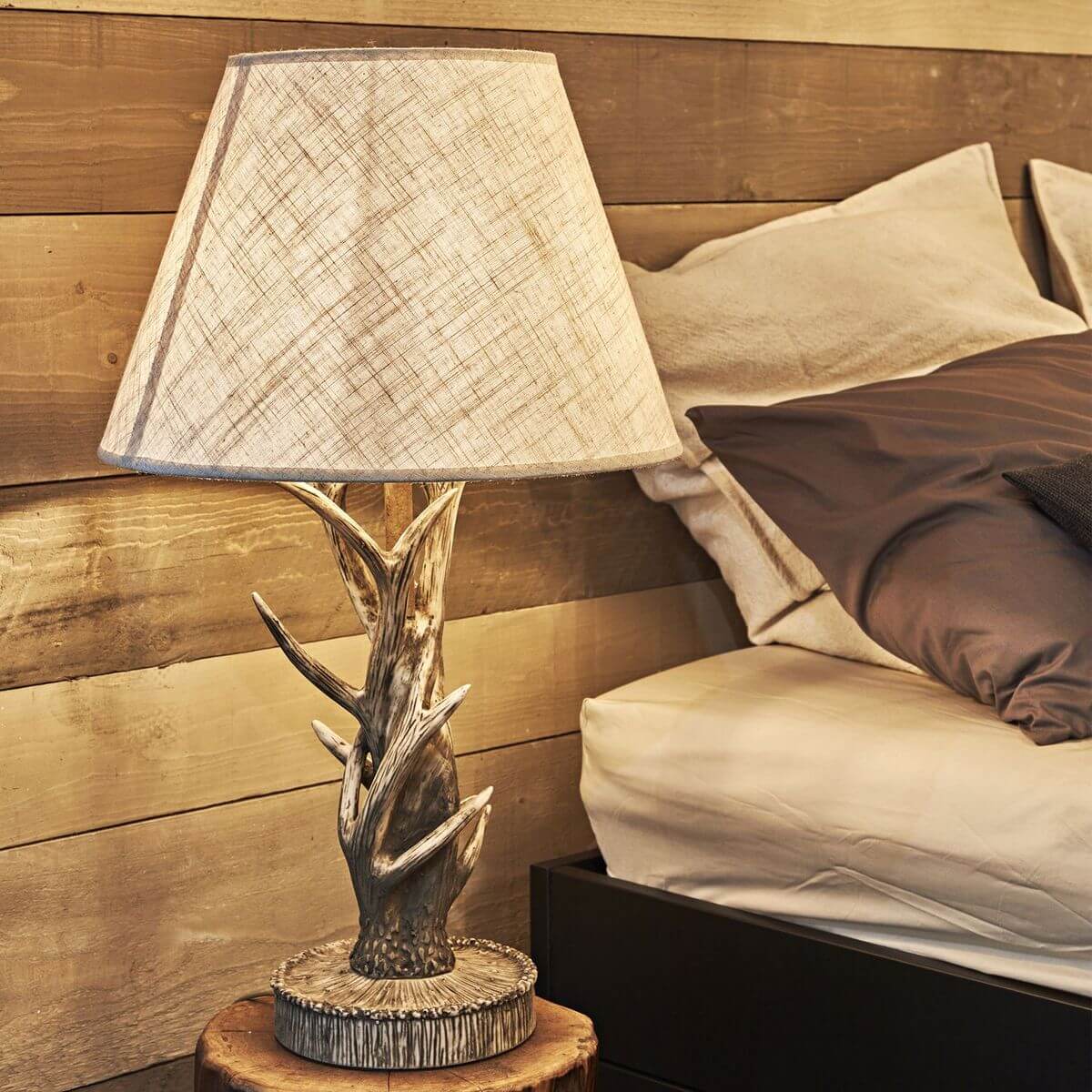 Lampe à poser Chalet beige, tissu