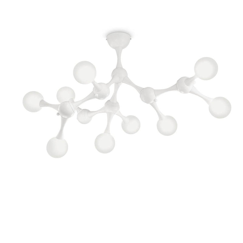 Plafonnier Nodino 9 lumières blanc, verre