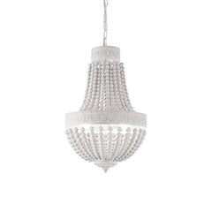 Suspension Monet 6 lumières blanche, bois