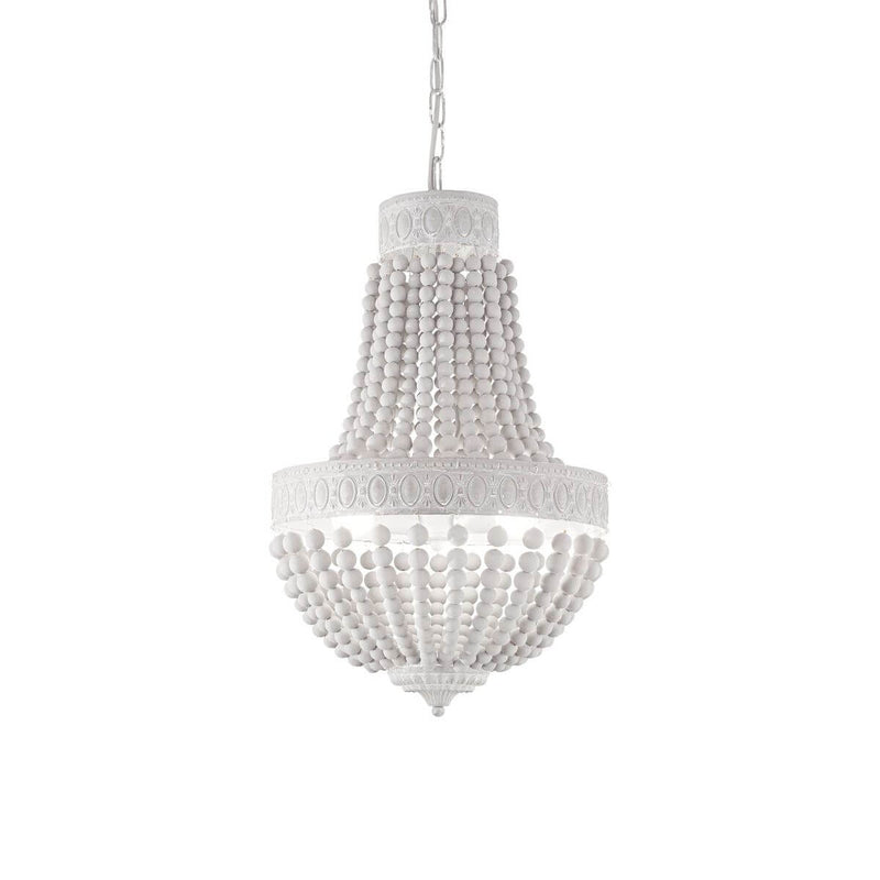 Suspension Monet 6 lumières blanche, bois