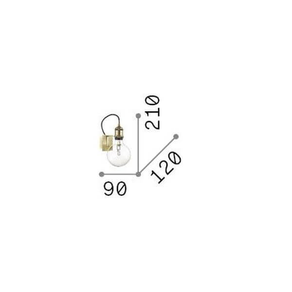 Schéma coté de l'applique : profondeur 120 mm, hauteur 210 mm, largeur 90 mm.