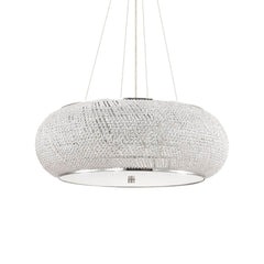 Suspension Pasha 14 lumières chromée, cristal