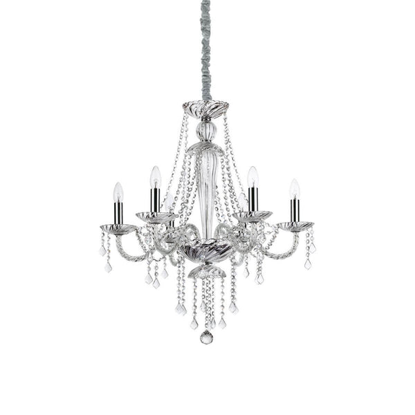 Suspension Amadeus 6 lumières transparente, cristal