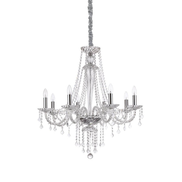 Suspension Amadeus 8 lumières transparente, cristal