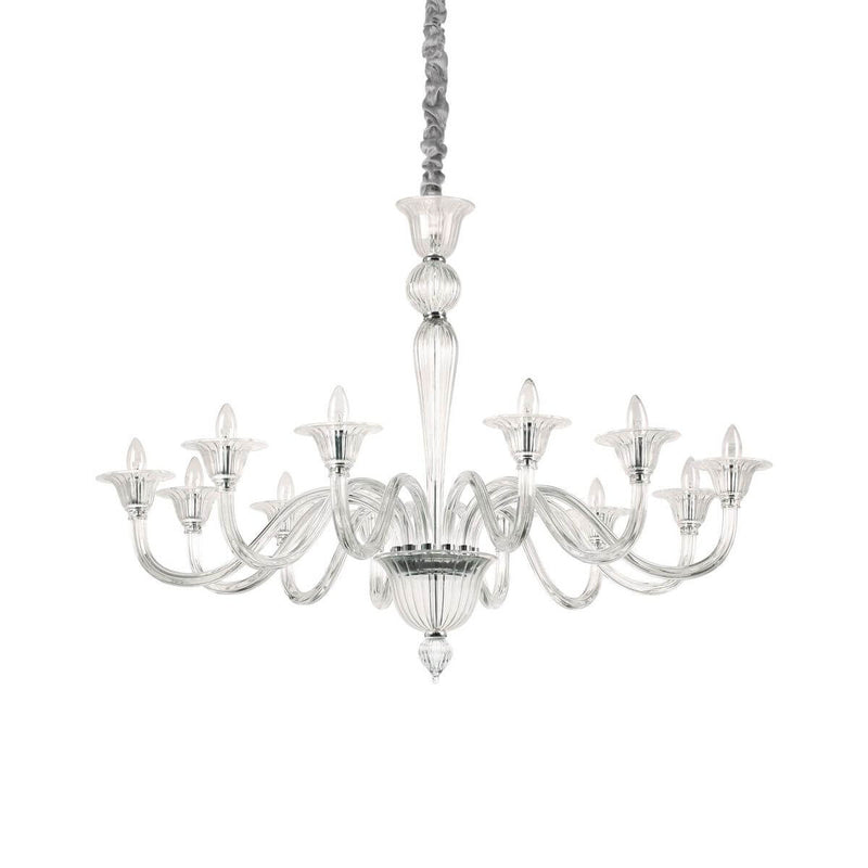 Suspension Brigitta 12 lumières transparente, verre
