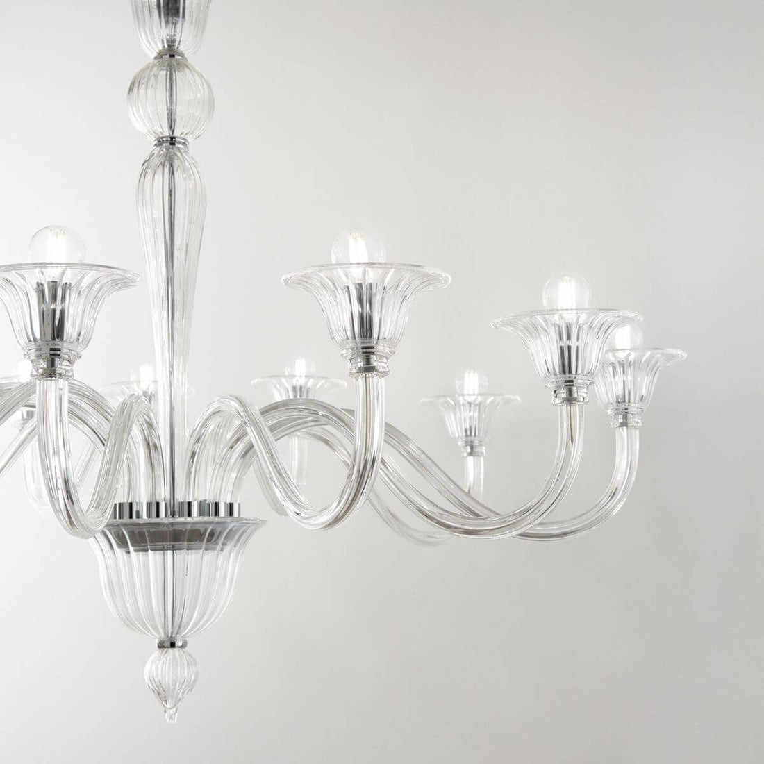 Suspension Brigitta 12 lumières transparente, verre