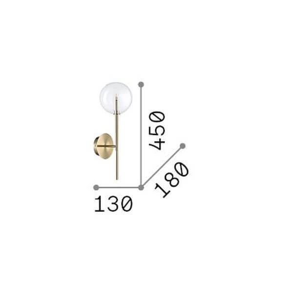 Schéma technique coté de l'applique avec dimensions 130, 450 et 180 millimètres.