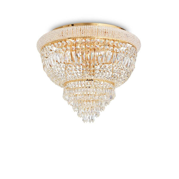 Plafonnier Dubai 6 lumières laiton, cristal