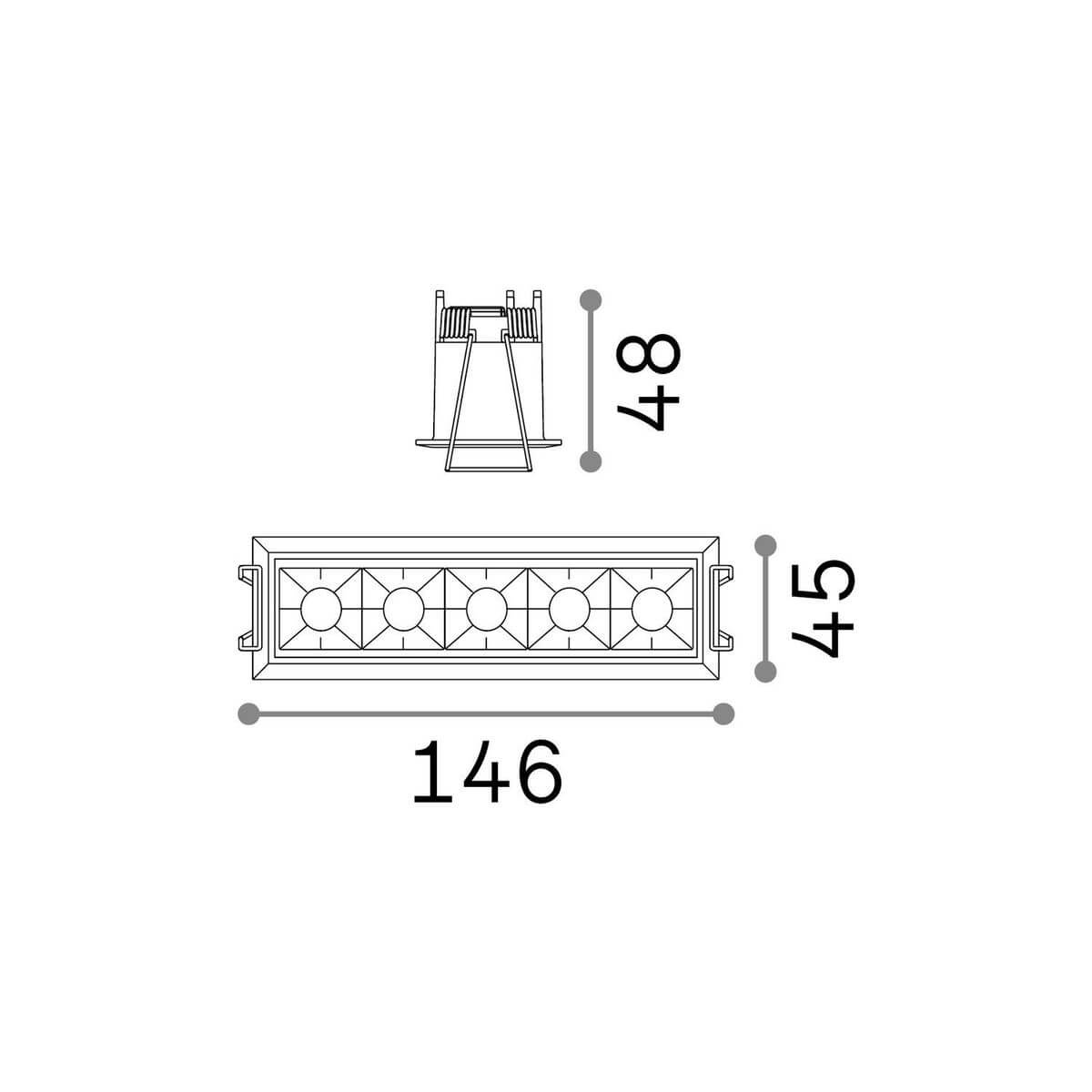Schéma technique coté avec dimensions 146 mm, 45 mm et 48 mm