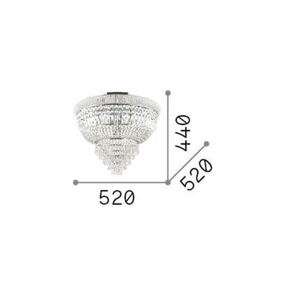 Schéma coté indiquant 520 mm de diamètre et 440 mm de hauteur