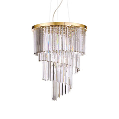 Suspension Carlton 12 lumières dorée, cristal