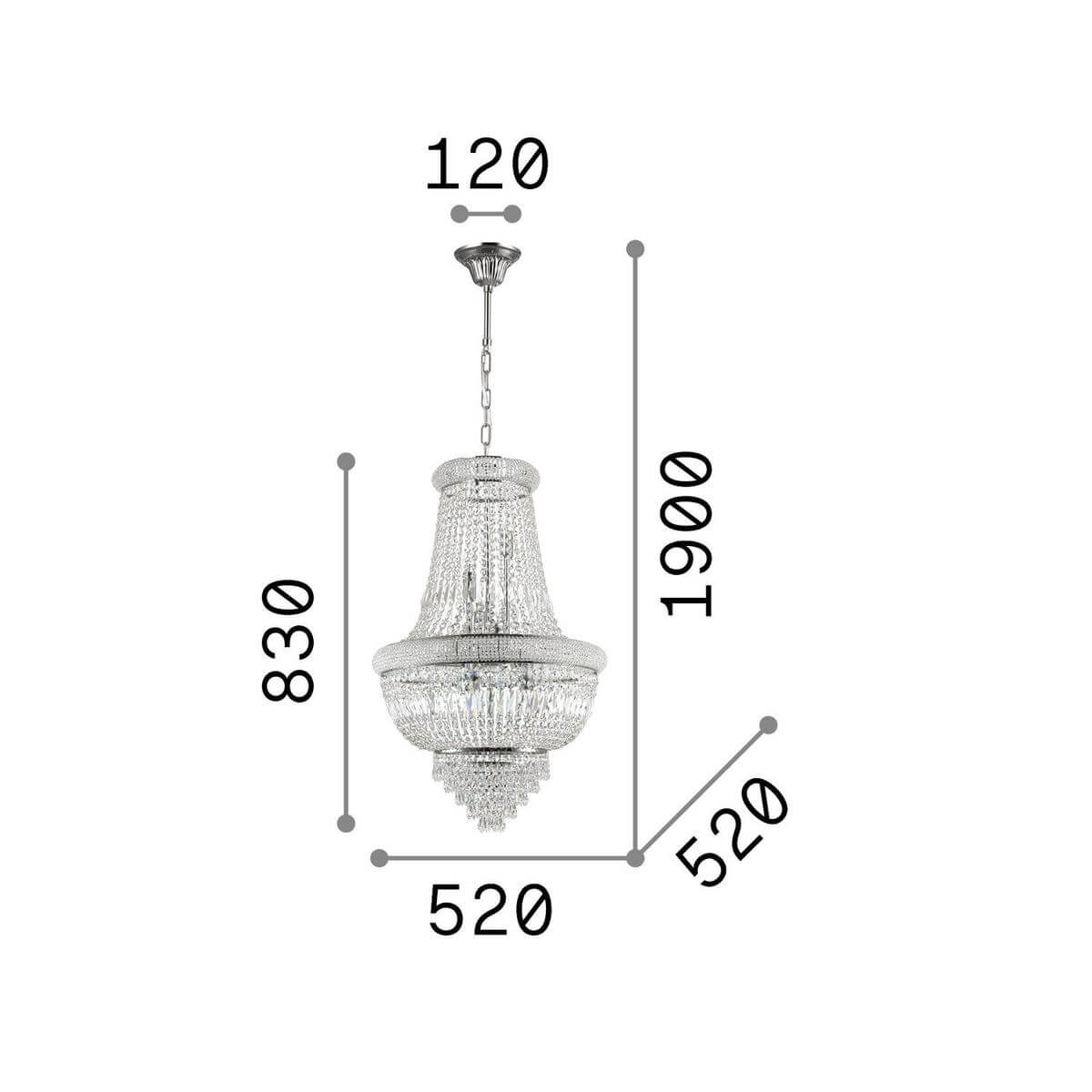 Suspension Dubai 10 lumières chromée, cristal
