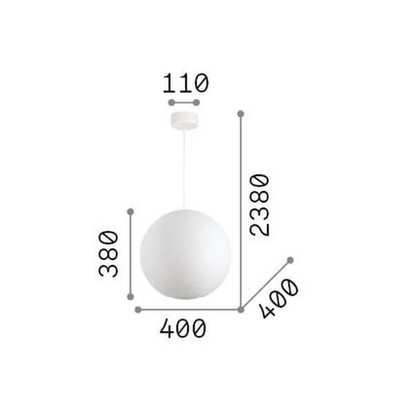 Schéma technique : hauteur 2380 mm, diamètre 400 mm, hauteur abat-jour 380 mm.