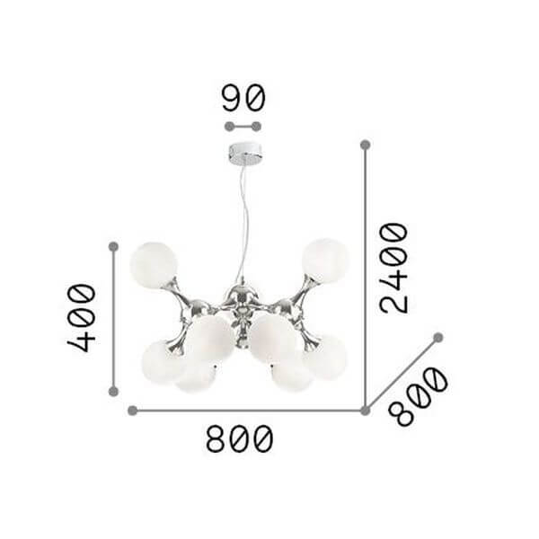 Suspension Nodi 9 lumières laiton, verre