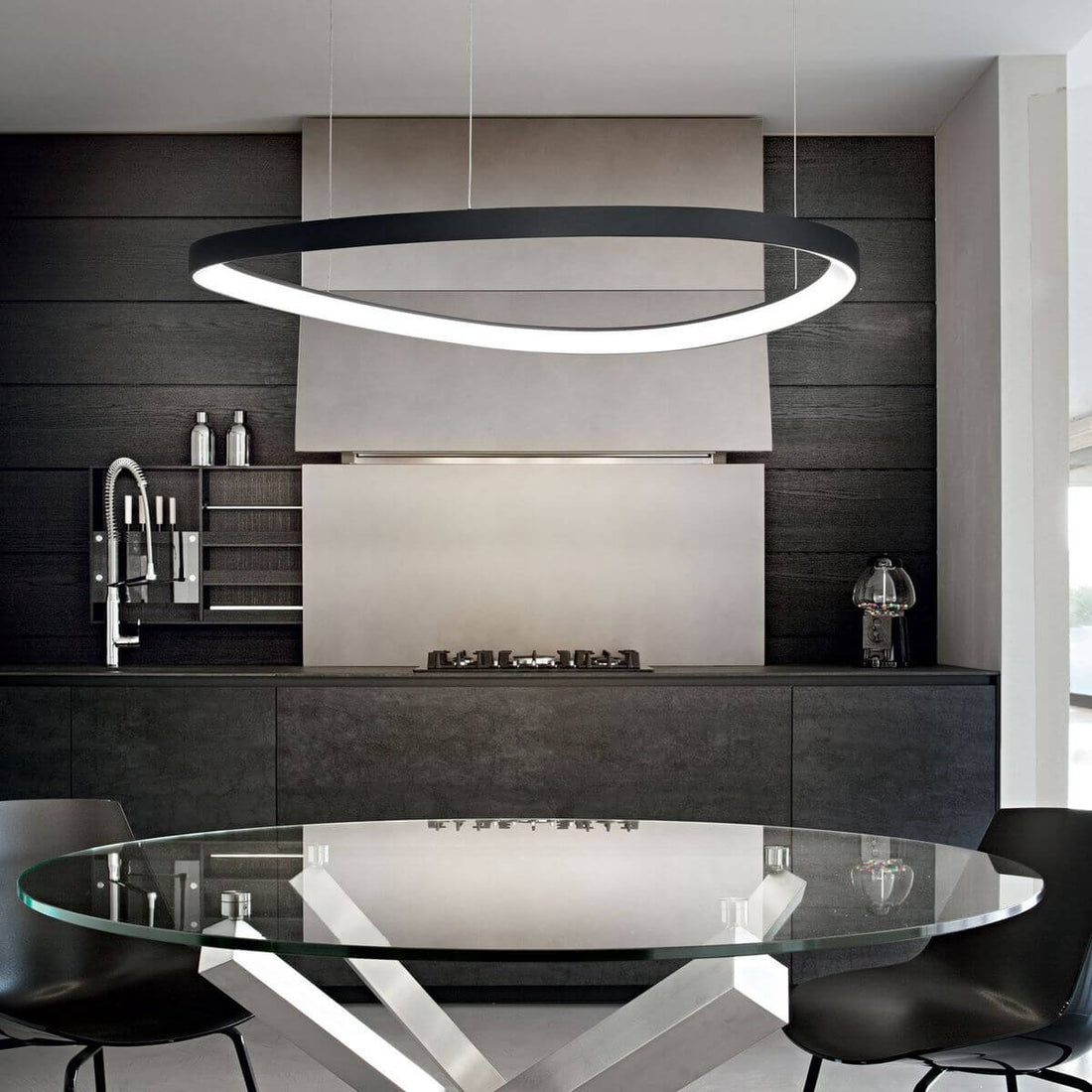 Suspension Gemini noire, L 81 cm (247281)