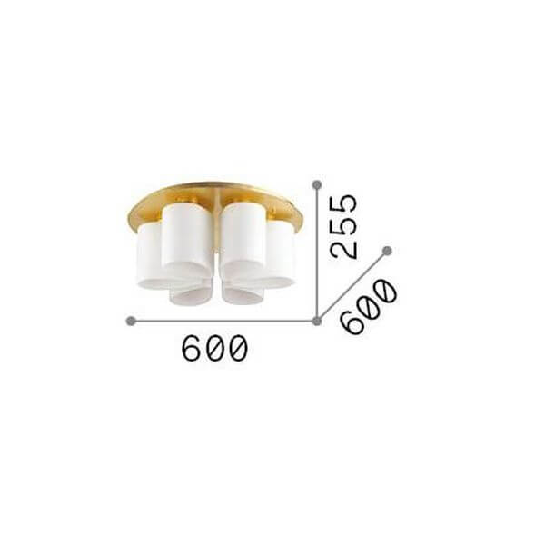 Schéma de dimensions du plafonnier : 600 mm de large et 255 mm de hauteur