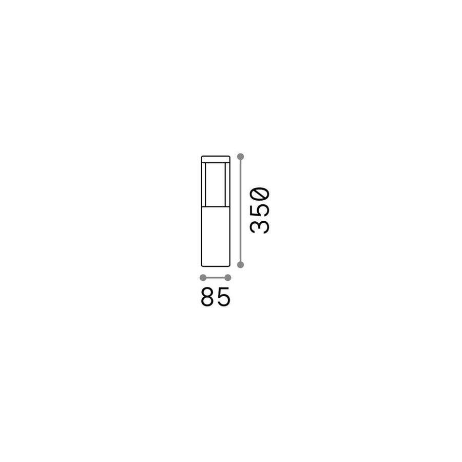 Schéma de dimensions du luminaire avec 350 mm de hauteur et 85 mm de largeur.