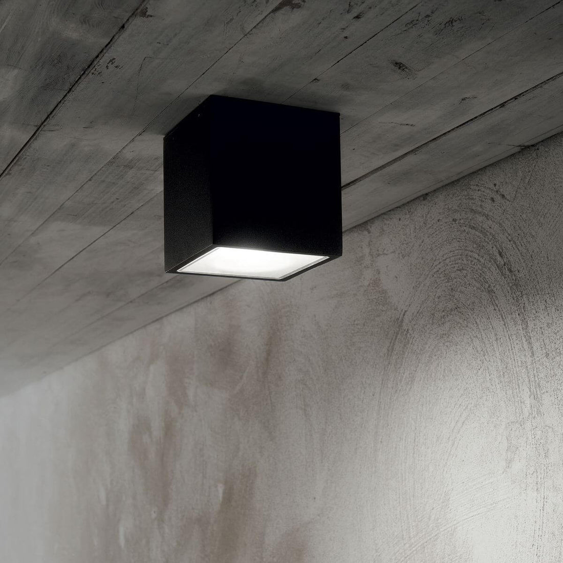 Plafonnier extérieur Techo noir, verre, L 15 cm