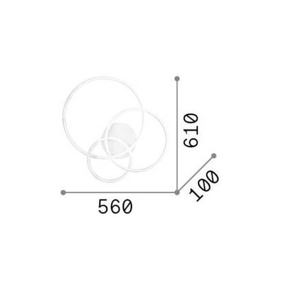 Schéma de dimensions du plafonnier : largeur 560 mm, hauteur 610 mm, profondeur 100 mm