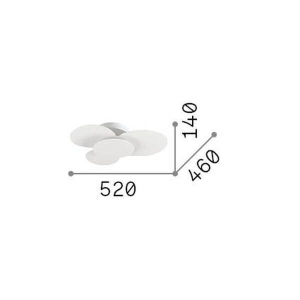 Schéma de dimensions du plafonnier vu de profil, largeur 520, 460 et 140 mm
