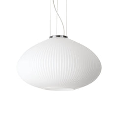 Suspension Plisse chromée, verre, Ø 45 cm