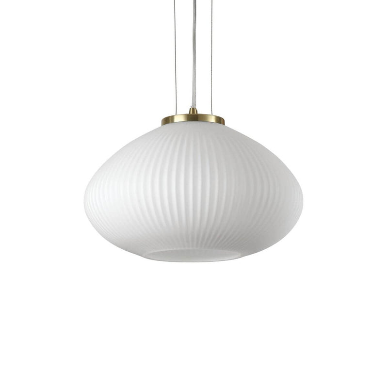 Suspension Plisse laiton, verre, Ø 35 cm