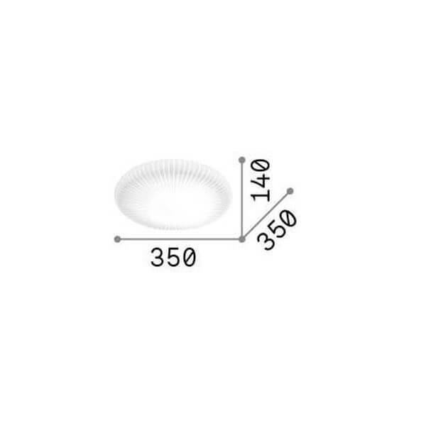 Schéma de dimensions du plafonnier : diamètre 350 mm, hauteur 140 mm.