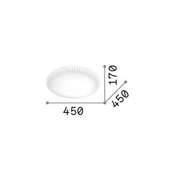 Schéma de dimensions du plafonnier, diamètre 450 mm et hauteur 170 mm