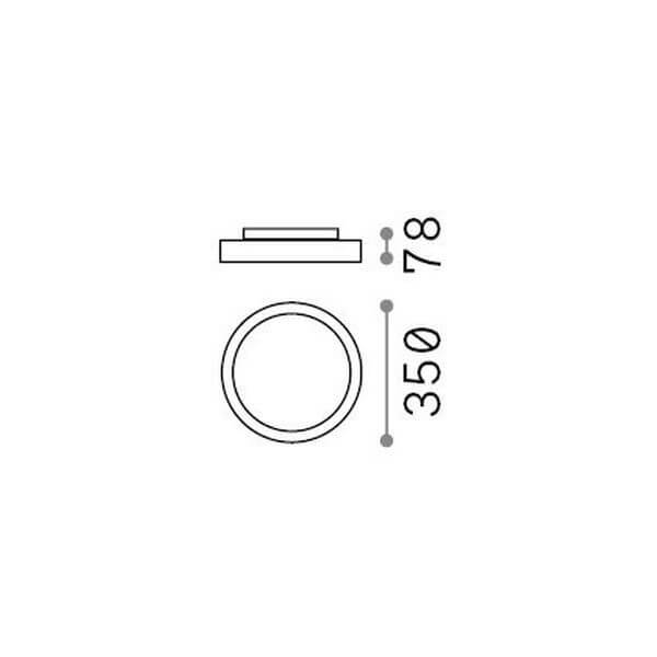 Schéma de dimensions du plafonnier rond blanc : diamètre 350 mm, hauteur 78 mm