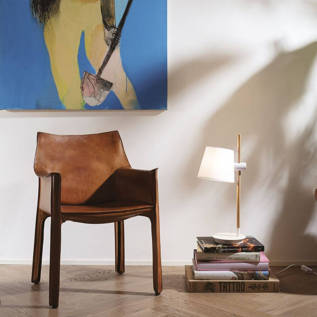 Lampe à poser Axel blanche, bois