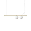 Suspension Perline 2 lumières laiton, verre