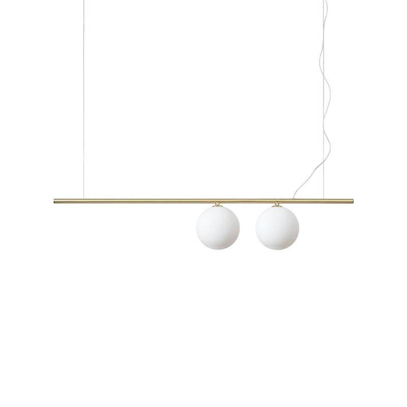 Suspension Perline 2 lumières laiton, verre