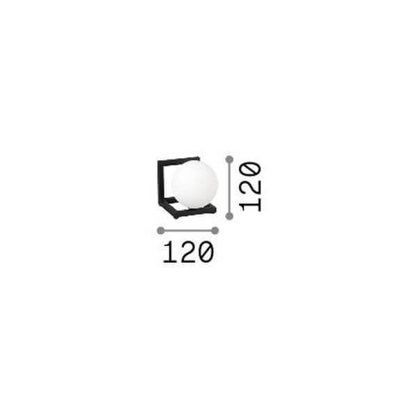Schéma coté du luminaire, largeur 120 mm et hauteur 120 mm.