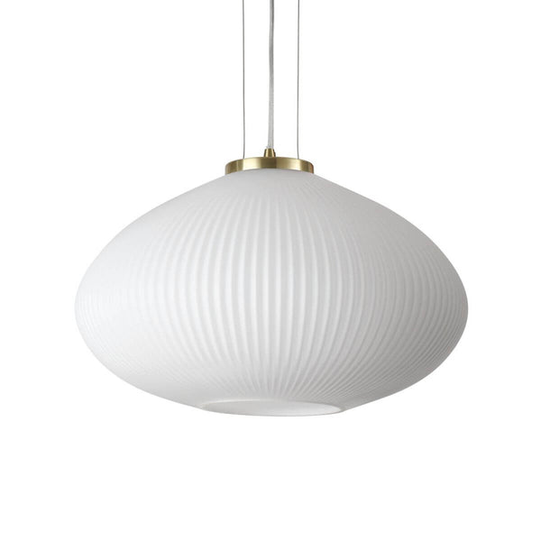 Suspension Plisse laiton, verre, Ø 45 cm