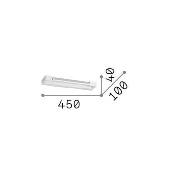 Schéma technique coté du luminaire avec largeur 450 mm et profondeur 100 mm