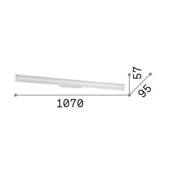 Schéma technique coté indiquant 1070 mm de largeur et 95 mm de profondeur