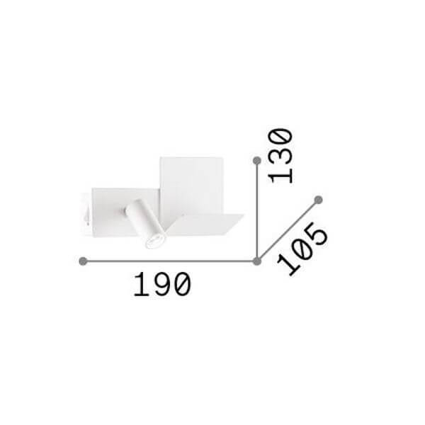 Schéma de dimensions du luminaire : largeur 190 mm, hauteur 130 mm et profondeur 105 mm.